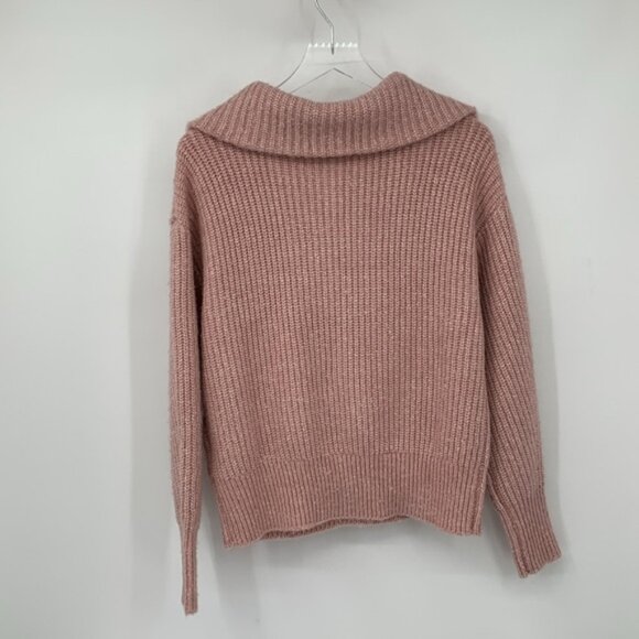 Varley Peverel chunky cozy knit sweater ribbed button henley pink heather new M - Picture 4 of 6